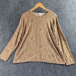 J.jill Leopard Print Long Sleeve Top